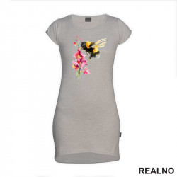 Pink Flower And Bee - Art - Kratka Haljina - Tunika Pink Flower And Bee - Art - Kratka Haljina - Tunika