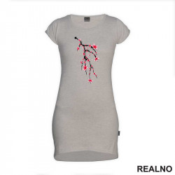 Branch With Pink Flowers - Art - Kratka Haljina - Tunika