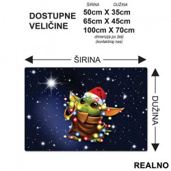 Baby Yoda Playing With Christmas Lights - Mandalorian - Star Wars - Podmetač za sto Baby Yoda Playing With Christmas Lights - Mandalorian - Star Wars - Podmetač za sto