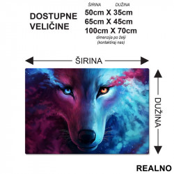 Wolf Head With Blue And Red Eye - Watercolor Painting - Vuk - Životinje - Podmetač za sto