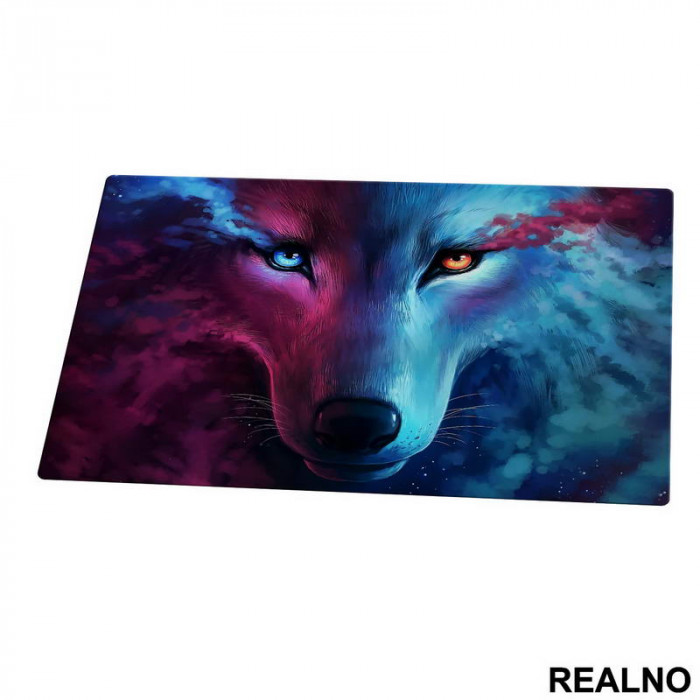 Wolf Head With Blue And Red Eye - Watercolor Painting - Vuk - Životinje - Podmetač za sto