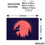 Silhuette Of A Wolf Howling At The Full Red Moon - Vuk - Životinje - Podmetač za sto