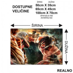 Armored Titan And Eren Yeager - Fighting - Attack On Titan - AOT - Podmetač za sto Armored Titan And Eren Yeager - Fighting - Attack On Titan - AOT - Podmetač za sto