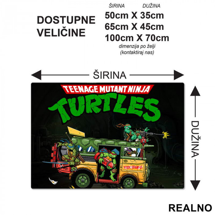 Turtle Van And Logo - Nindža Kornjače - Podmetač za sto