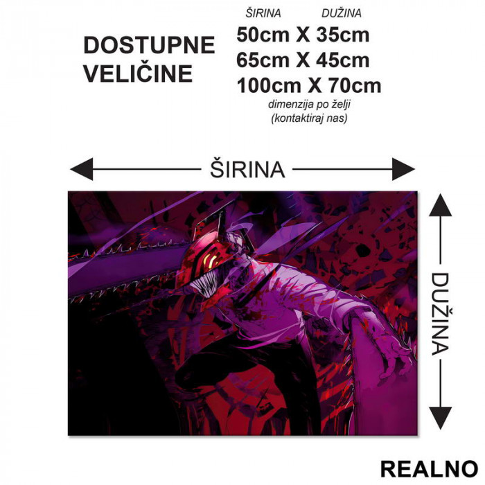 Denji - Purple - Chainsaw Man - Anime - Podmetač za sto Denji - Purple - Chainsaw Man - Anime - Podmetač za sto
