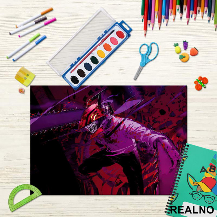 Denji - Purple - Chainsaw Man - Anime - Podmetač za sto Denji - Purple - Chainsaw Man - Anime - Podmetač za sto