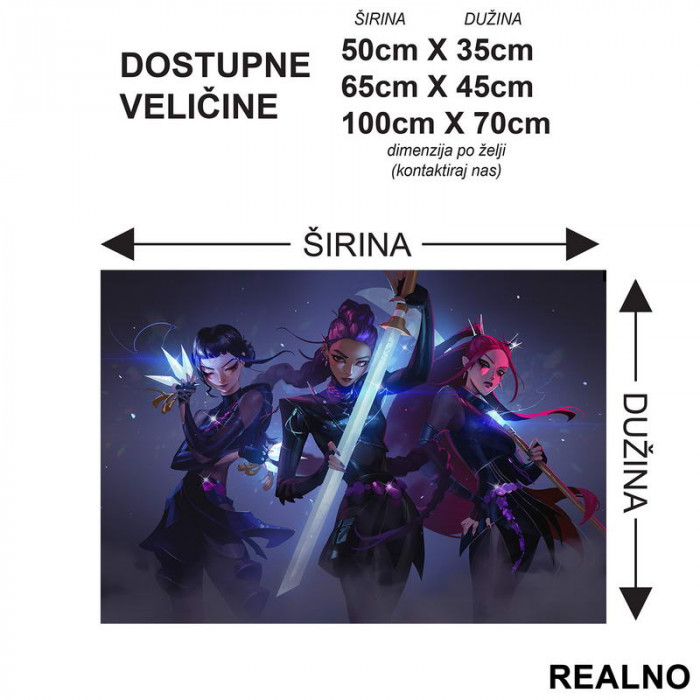 Rumi, Mira And Zoey - Dark - Huntrix - Kpop Demon Hunters - Podmetač za sto Rumi, Mira And Zoey - Dark - Huntrix - Kpop Demon Hunters - Podmetač za sto
