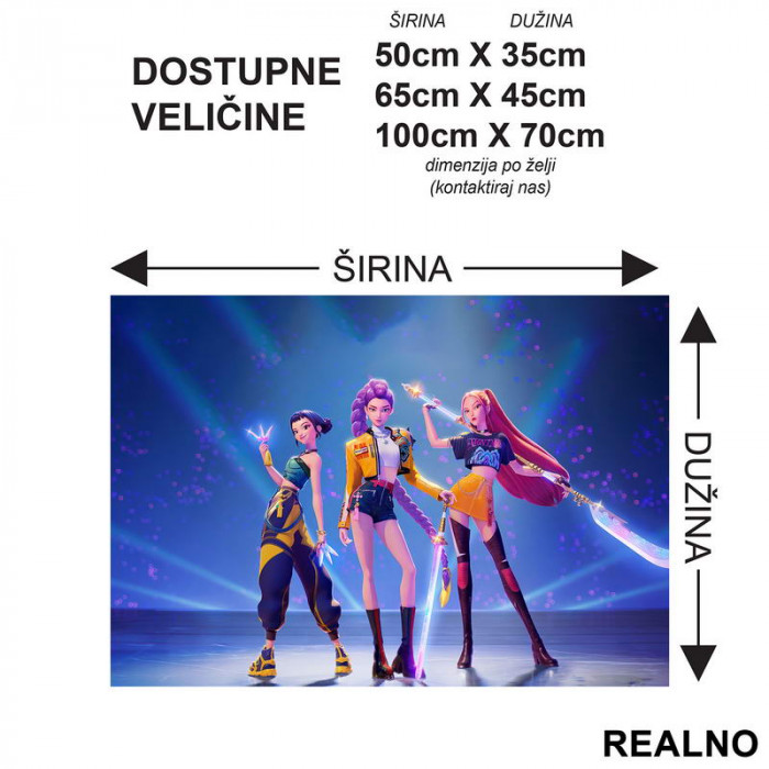 Rumi, Mira And Zoey - Weapons - Glow - Huntrix - Kpop Demon Hunters - Podmetač za sto Rumi, Mira And Zoey - Weapons - Glow - Huntrix - Kpop Demon Hunters - Podmetač za sto