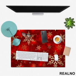 Crveni i zlatni ukrasi - Novodišnji - Podmetač za sto