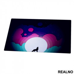 Silhuette Of A Wolf Howling At The Full Moon - Vuk - Životinje - Podmetač za sto