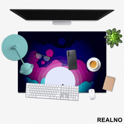 Silhuette Of A Wolf Howling At The Full Moon - Vuk - Životinje - Podmetač za sto